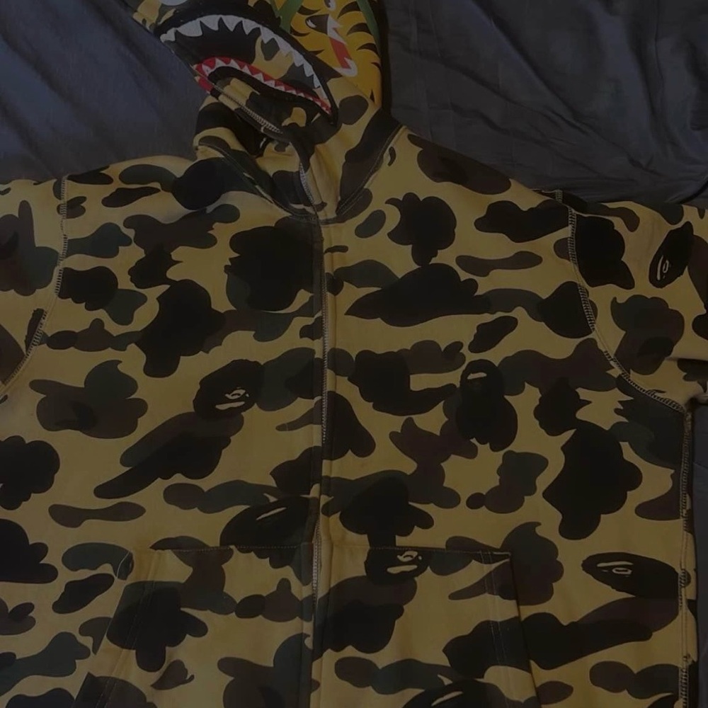 Camouflage Hoodie with Shark Design